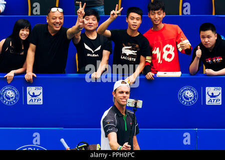 Chengdu Chengdu, in Cina. 26 Sep, 2018. Chengdu, Cina-American giocatore di tennis professionista Sam QUERREY sconfigge argentina di giocatore di tennis professionista Guido Pella 2-0 al 2018 ATP Open di Chengdu a Chengdu, southwest ChinaÃ¢â'¬â"¢s nella provincia di Sichuan, Settembre 25th, 2018. Credito: SIPA Asia/ZUMA filo/Alamy Live News Foto Stock