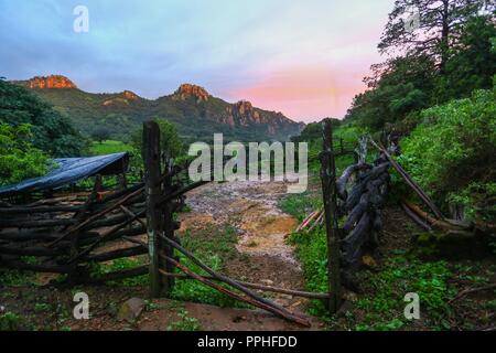 Rancho Santa Barbara y Reserva Monte Mojino de la Cultura Naturale Internazionale (NSC). Area de protegida. Reserva Natural en la Sierra de Alamos, sono Foto Stock