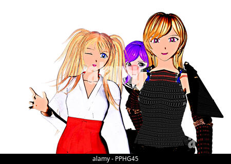 Anime giapponese caratteri Foto Stock