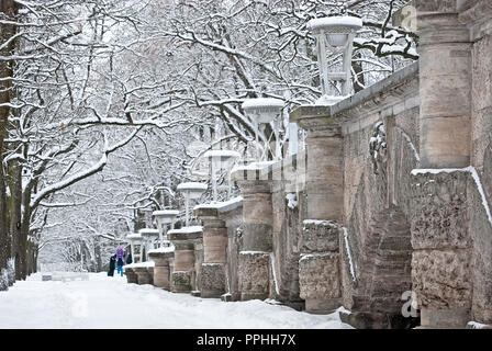 Carskoe Selo, San Pietroburgo, Russia - 27 gennaio 2015: la rampa di Catherine Park vicino a Cameron Gellary. Foto Stock