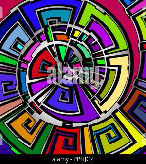 Sfondo con immagine astratta di colore spirale astratto costituito da linee e figure Illustrazione Vettoriale