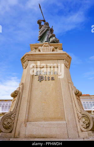 La Coruna Maria Pita Piazza Monumento in Galizia Spagna Foto Stock