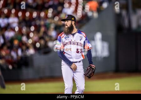 Bryan Evans brocca abridor por Dominicana. . Partido de beisbol de la Serie del Caribe con el encuentro entre los Alazanes de Gamma de Cuba contra Foto Stock