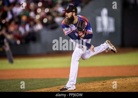 Bryan Evans brocca abridor por Dominicana. . Partido de beisbol de la Serie del Caribe con el encuentro entre los Alazanes de Gamma de Cuba contra Foto Stock