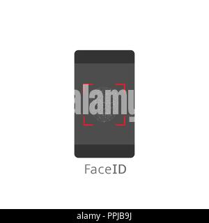 Smartphone con volto icona di scansione Illustrazione Vettoriale
