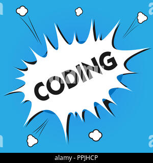 La scrittura della nota mostra la codifica. Business photo presentazione di assegnazione di codice per qualcosa per la classificazione di identificazione. Foto Stock