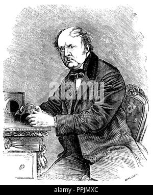 William Henry Fox Talbot (1800-1877), fotografo inglese, inventore, archeologo, botanico e matematico. Incisione, 1873. Foto Stock