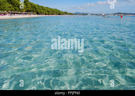 Spiaggia Vicino al Porto di Alcudia Maiorca Foto Stock