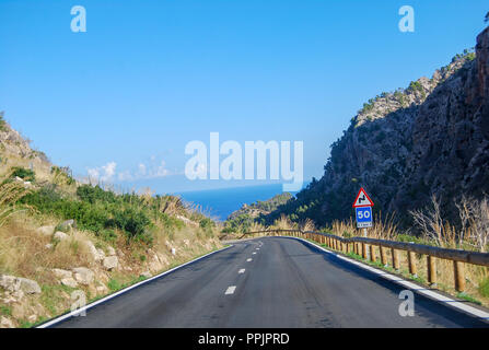 In Mountanroad Tramuntana su Mallorca Foto Stock