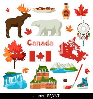 Canada set di icone. Illustrazione Vettoriale