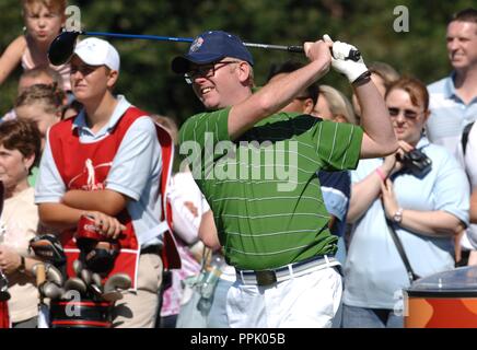 Sky One Allstar Cup presso il Celtic Manor Resort, Newport, oggi ( Sabato 27/8/05 ). DJ Chris Evans. Foto Stock