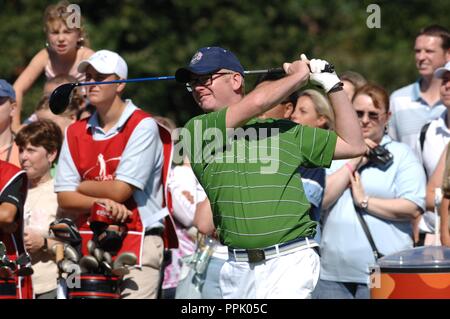 Sky One Allstar Cup presso il Celtic Manor Resort, Newport, oggi ( Sabato 27/8/05 ). DJ Chris Evans. Foto Stock