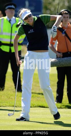 Sky One Allstar Cup presso il Celtic Manor Resort, Newport, oggi ( Sabato 27/8/05 ). Model Jodie Kidd. Foto Stock