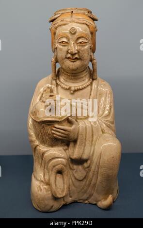 Blu-bianco di figurine di vetrate, Northern Song Dynasty, da Bijia Shan, Chaozhou Foto Stock