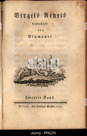 Blumauer, Virgils Aeneis travestiert, vol. 2 (Vienna 1785), pagina del titolo. Foto Stock