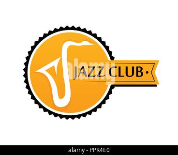 Logo rotondo per sax Club in colore giallo Illustrazione Vettoriale