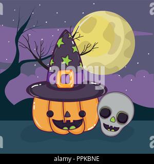 Scary Halloween cartoni animati Illustrazione Vettoriale