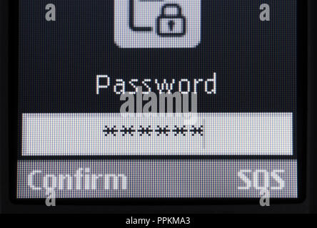 Password del telefono cellulare Foto Stock