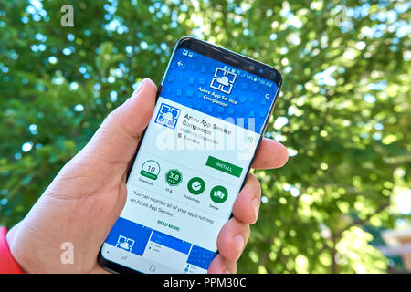 MONTREAL, Canada - 28 agosto 2018: Azure Servizio App Companion app Android sul Samsung s8 schermo. Foto Stock