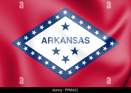 3D Bandiera di Arkansas, Stati Uniti d'America. 3D'illustrazione. Foto Stock