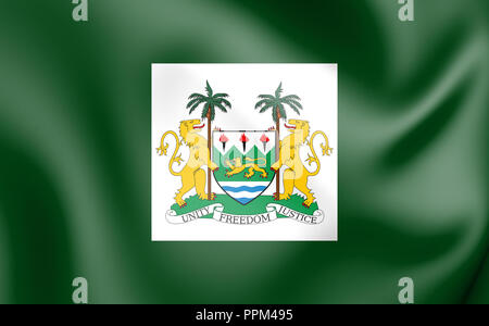 3D Standard Presidente della Sierra Leone. 3D'illustrazione. Foto Stock