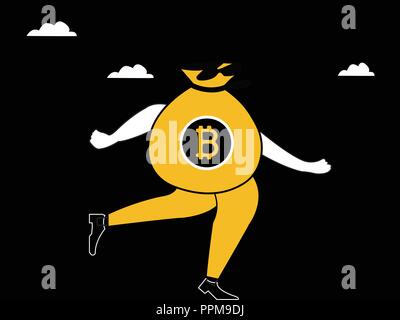 Bitcoin sacco di denaro in esecuzione Illustrazione Vettoriale