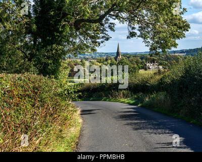 Guglia di San Barnaba Chiesa Weeton da Weeton Lane Near Huby North Yorkshire, Inghilterra Foto Stock