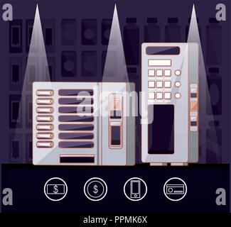 Serie di macchine distributrici electronics illustrazione vettoriale design Illustrazione Vettoriale