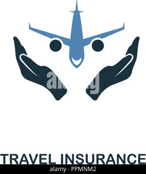 Assicurazione di viaggio icona in due color design. Lo stile di linea icona dalla raccolta assicurativa. UX e UI. Pixel premium perfetto assicurazione di viaggio icona. Per il web Illustrazione Vettoriale