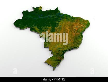 Il Brasile 3D cartina fisica con rilievo Foto Stock