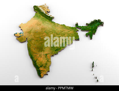 India 3D cartina fisica con rilievo Foto Stock