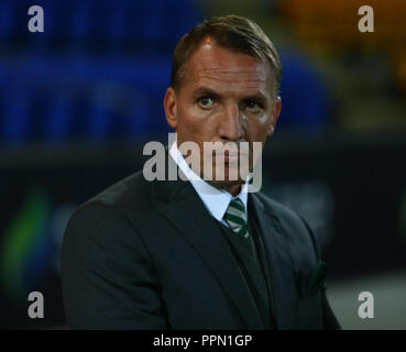 McDiarmid Park, Perth, Regno Unito. 26 Sep, 2018. Scottish League Cup Calcio, quarti di finale, St Johnstone versus Celtic; Celtic Manager Brendan Rodgers orologi il credito di gioco: Azione Plus sport/Alamy Live News Foto Stock