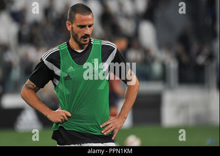 Torino, Italia. 26 Settembre, 2018. Leonardo Bonucci della Juventus FCduring la serie di una partita di calcio tra Juventus e Bologna FC presso lo stadio Allianz il 26 settembre 2018 a Torino, Italia. Credito: FABIO PETROSINO/Alamy Live News Foto Stock