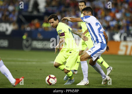 Leganes, Madrid, Spagna. 26 Sep, 2018. Lionel Messi (FC Barcelona) durante la Liga match tra CD Leganes e FC Barcellona a Butarque Stadium di Leganes, Spagna. Credito: Manu Reino/SOPA Immagini/ZUMA filo/Alamy Live News Foto Stock