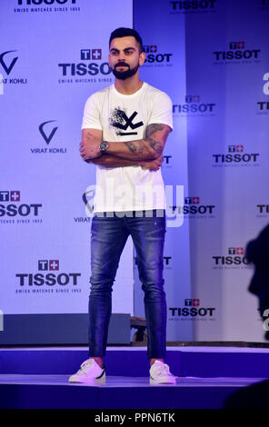 Mumbai, India. 26 Settembre, 2018. Indian cricketer 'Virat Kohli' Ambasciatore del marchio Tissot India avviano l'TISSOT CHRONO XL CLASSIC VIRAT KOHLI 2018 Edizione speciale guarda al hotel Taj Lands End, Bandra di Mumbai. Azhar Khan/Alamy Live News Credito: Azhar Khan/Alamy Live News Foto Stock