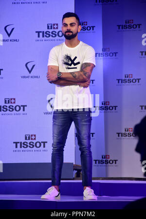 Settembre 26, 2018 - Mumbai, India - cricketer 'Virat Kohli' Ambasciatore del marchio Tissot India avviano l'TISSOT CHRONO XL CLASSIC VIRAT KOHLI 2018 Edizione speciale guarda al hotel Taj Lands End, Bandra di Mumbai. (Credito Immagine: © Azhar Khan/SOPA immagini via ZUMA filo) Foto Stock