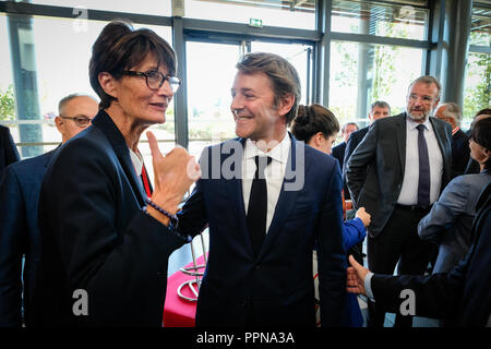 Villefranche sur Saone, Francia. Il 27 settembre 2018. François Baroin Presidente dell Associazione dei sindaci di Francia e il sindaco della città di Troyes. Egli fu presente questo giovedì, 27 settembre 2018 a Villefranche sur Saone per il congresso dei sindaci del Rodano Credito: FRANCK CHAPOLARD/Alamy Live News Foto Stock