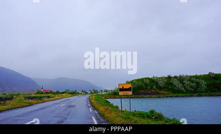 Flateyri, Westfjords, Islanda Foto Stock