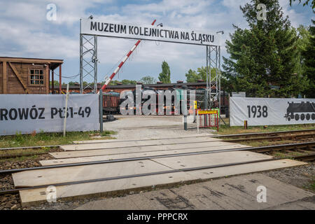 Jaworzyna slaska, Polonia - Agosto 2018 : Ingresso al Museo dell Industria e ferrovia in Slesia Foto Stock