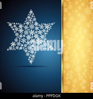 Stella di Natale, il simbolo del fiocco di neve sullo sfondo di design. Illustrazione Vettoriale