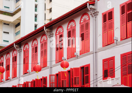 Singapore, casa coloniale di Temple Street Foto Stock