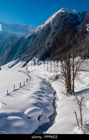 Winterlandscape, Krimml, Wilkdgerlos Valley, Salzburger Land, Austria Foto Stock
