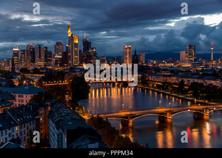 Skyline, Francoforte, Hessen, Germania Foto Stock