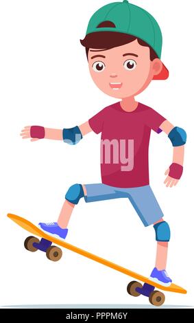 Ragazzo del vettore lo skateboard su uno skateboard Illustrazione Vettoriale