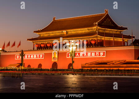 Blue ora a Piazza Tiananmen, Pechino Beijing Shi Cina Foto Stock