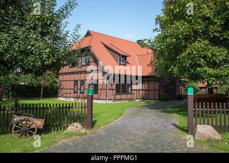 A struttura mista in legno e muratura edificio, museo, Duetzen, Minden-Luebbecke, Est Westphalia-Lippe, Renania settentrionale-Vestfalia, Germania, Dützen Foto Stock