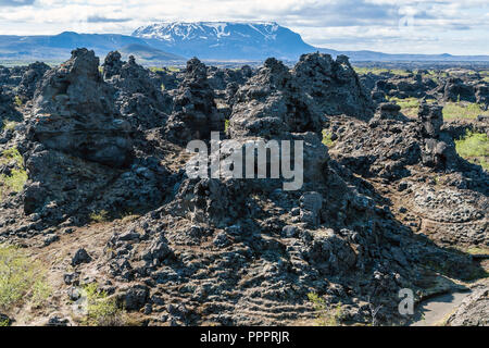 Dimmuborgir campo di lava, Myvatn area - Islanda Foto Stock