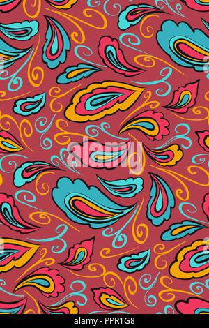 Oriental seamless paisley pattern in mano stile disegnato. Illustrazione Vettoriale per i tessili, tessuto,carta di avvolgimento. Illustrazione Vettoriale