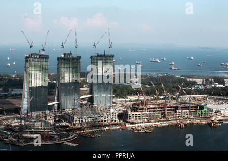 Costruzione di Marina Bay sands hotel e casinò, Singapore Foto Stock