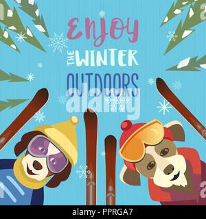 Godetevi l'inverno all'aperto. Illustrazione Vettoriale